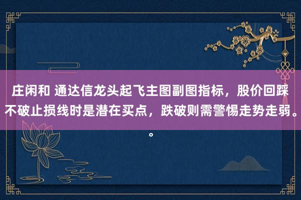 莊閑和 通達信龍頭起飛主圖副圖指標,股價回踩不破止損線時是潛在買點,跌破則需警惕走勢走弱。