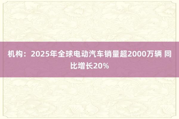 機(jī)構(gòu)：2025年全球電動(dòng)汽車銷量超2000萬(wàn)輛 同比增長(zhǎng)20%