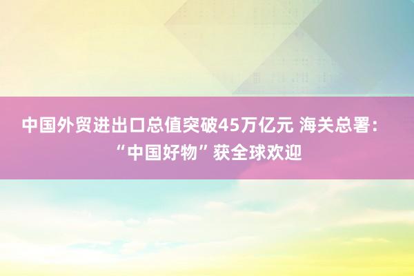 中國外貿(mào)進出口總值突破45萬億元 海關(guān)總署： “中國好物”獲全球歡迎