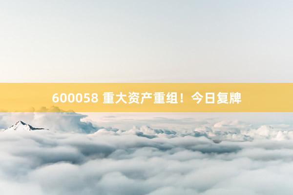 600058 重大資產(chǎn)重組！今日復(fù)牌