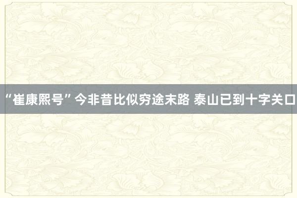 “崔康熙號(hào)”今非昔比似窮途末路 泰山已到十字關(guān)口
