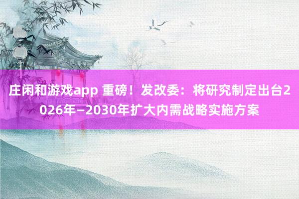 莊閑和游戲app 重磅！發改委：將研究制定出臺2026年—2030年擴大內需戰略實施方案