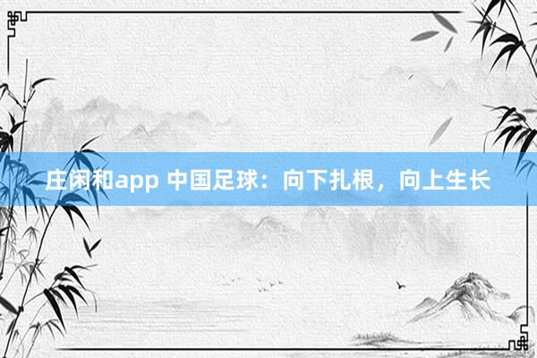 莊閑和app 中國足球：向下扎根，向上生長